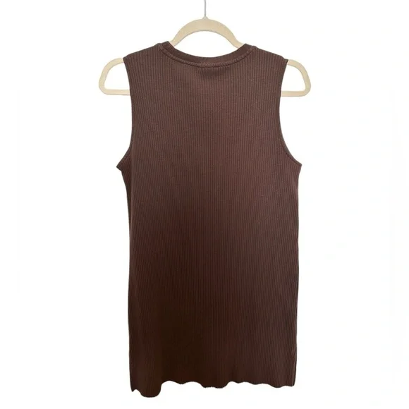 Chocolate Brown Ribbed Tunic Top - Picture 2 of 2
